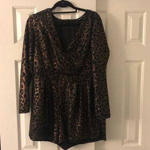 Black and Gold Cheetah Romper, Charlotte Russe
